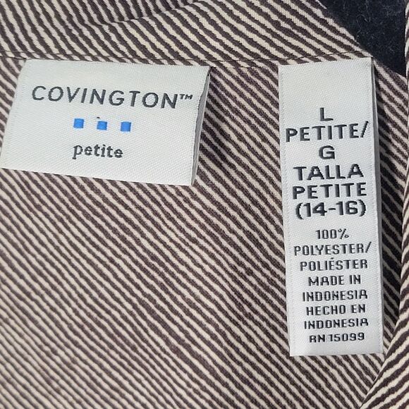 Covington Womens Sz PL Brown White Striped Long Sleeve Button Down Shirt - Picture 6 of 11